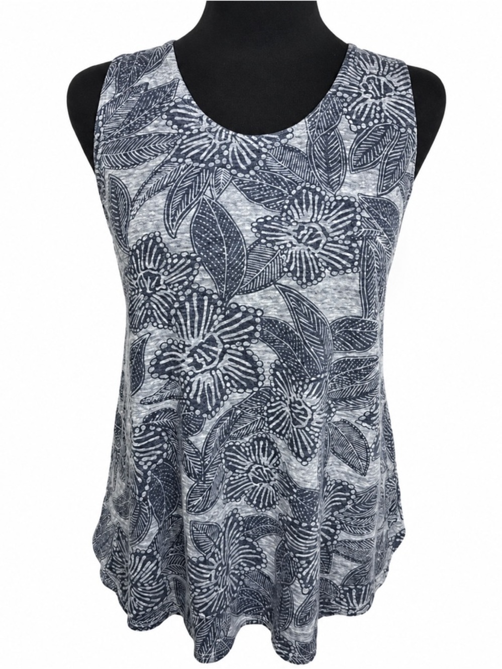 J. Crew Floral Tank Top Gray Navy Sleeveless Blouse Size Small Casual Summer